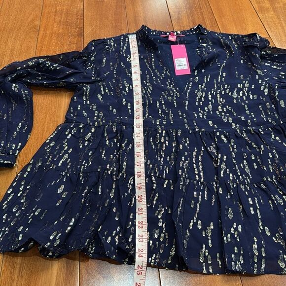 NWT Lilly Pulitzer Women's Sarita Long Sleeve Silk Metallic Baby Doll size 6 - Picture 8 of 8